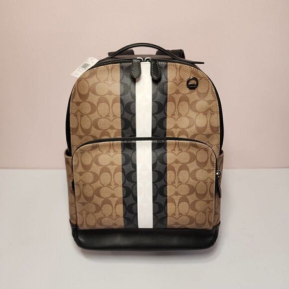 NWT Coach C3230 Graham Backpack In Blocked Signature Canvas Varsity Stripe Bag - Picture 1 of 7